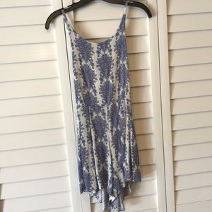 Blue & White Floral Pattern Romper
